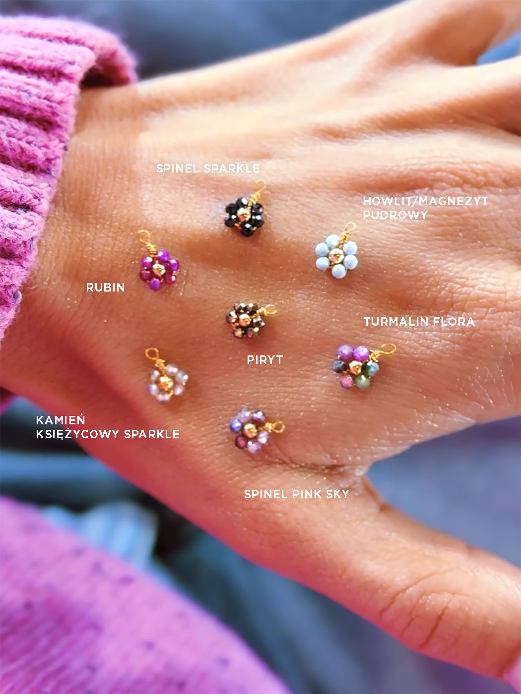 kwiatuszki do wyboru biżuterii zawieszki z kamieni naturalnych kwiatek zawieszka