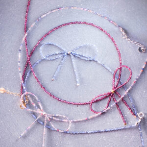 naszyjnik kokardka bestseller srebro 925 kamienie szlachetne