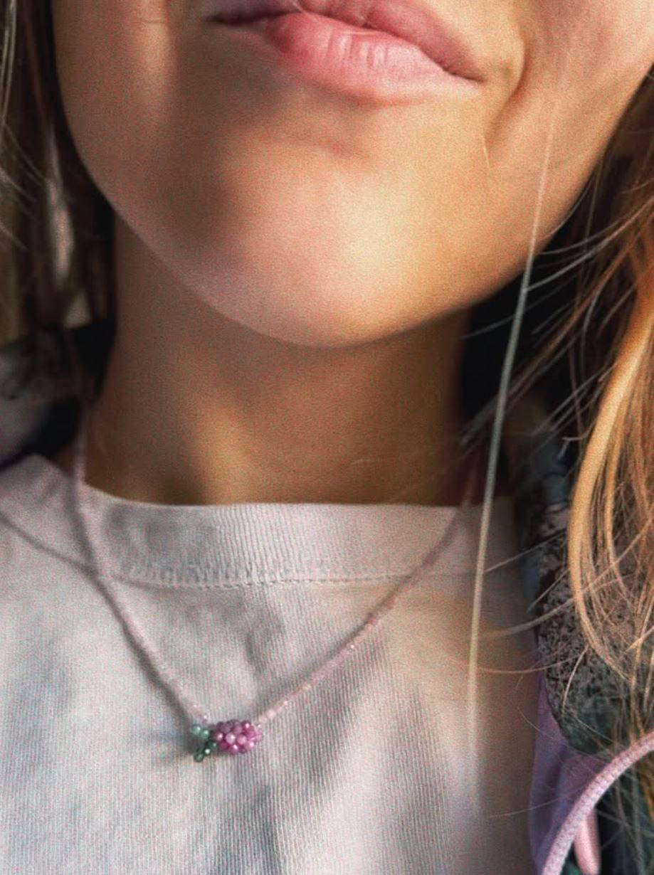 naszyjnik z malinką słodki dla dziewczynki biżuteria srebro 925