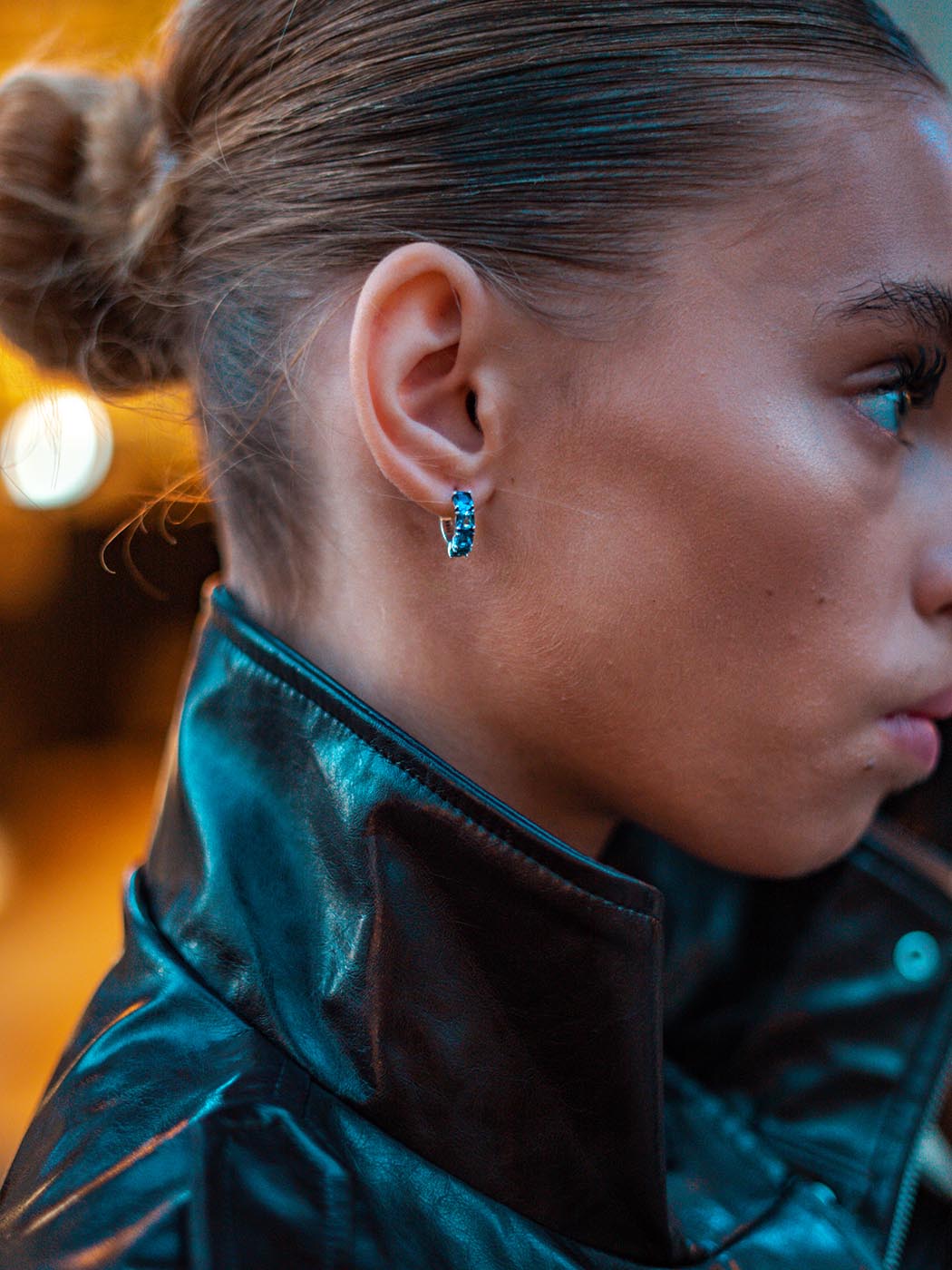 kolczyki z niebieskimi kryształami srebro 925 blu