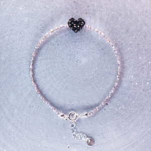 bransoletka serduszko srebrna labradoryt sparkle czarny turmalin