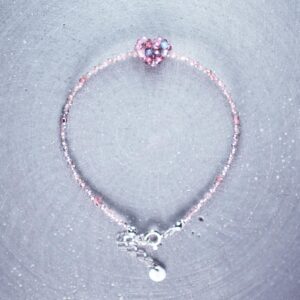 bransoletka z sercem z kamenia naturalnego różowe serce spinel labradoryt srebro 925