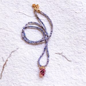 naszyjnik z owocem winogrono z granatu kamienie naturalne srebro 925