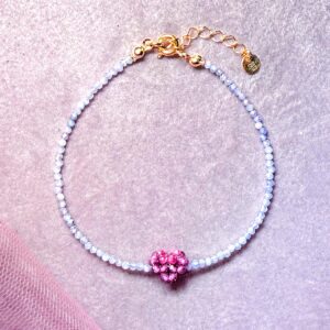 bransoletka z sercem kamień miłości zakochani srebro pozłacane złotem