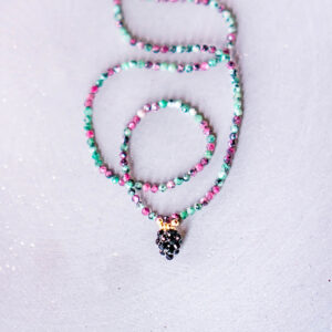 czarny turmalin owoc zawieszka srebro pozłacane 925