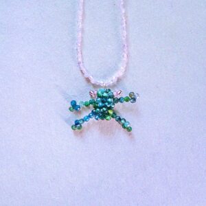 naszyjnik z żabką zawieszka frog żabka żaba na szczęście rękodzieło kamienie naturalne turmalin właściwości