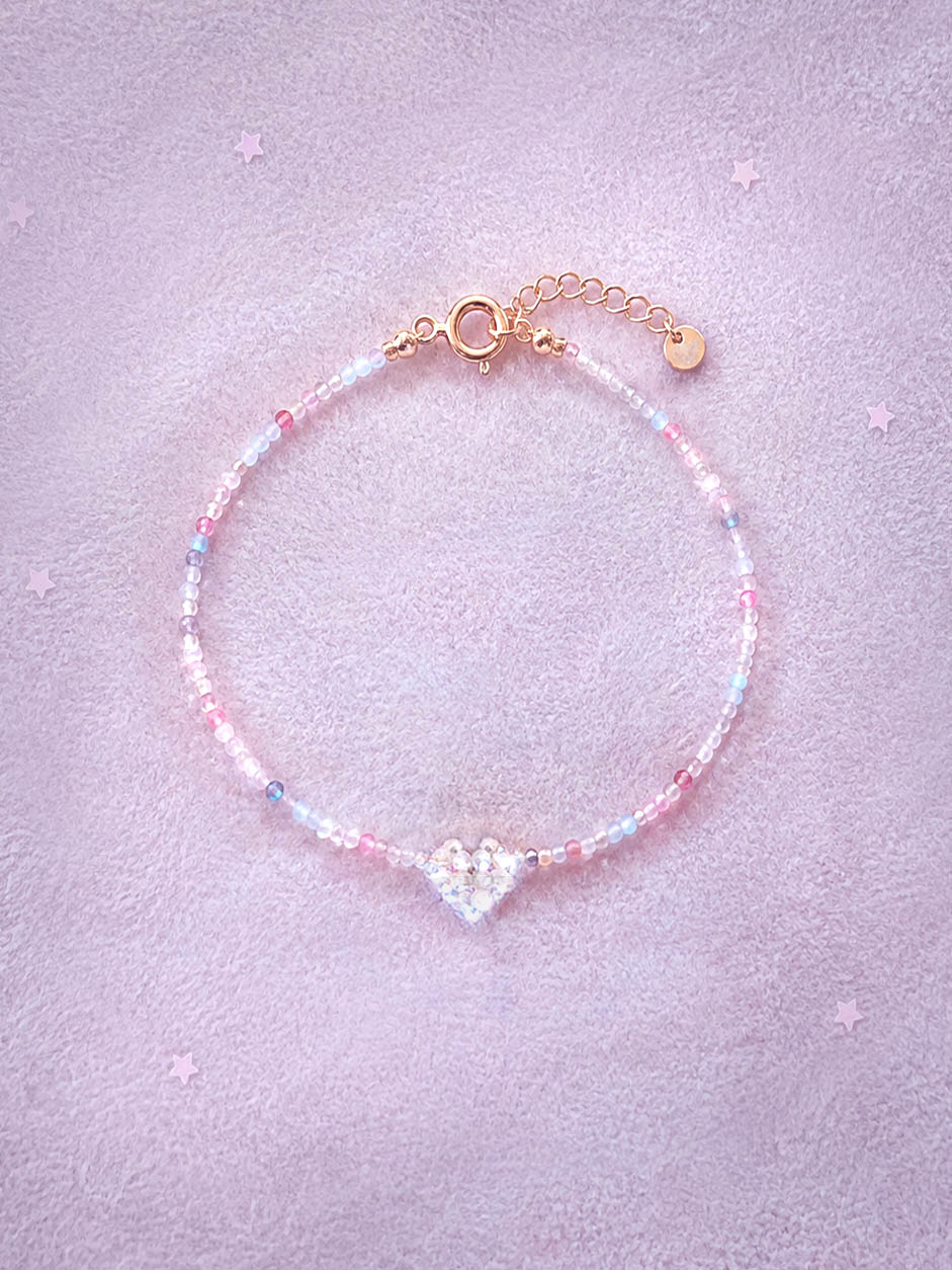 Kamień Księżycowy | Bransoletka z Sercem SPARKLE